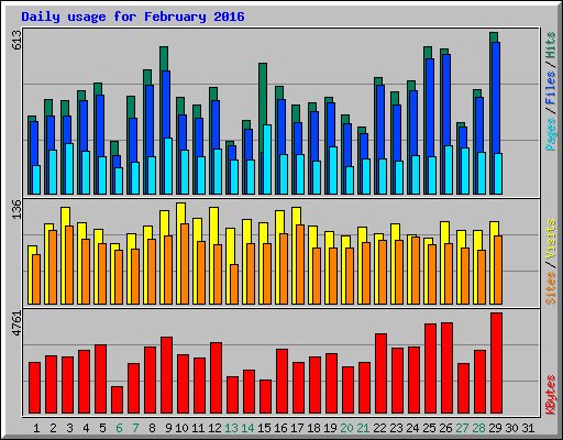 Daily usage for February 2016