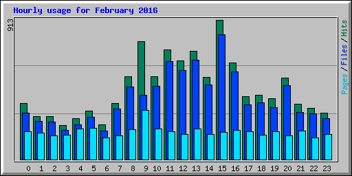 Hourly usage for February 2016