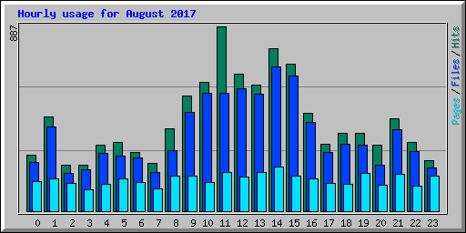 Hourly usage for August 2017